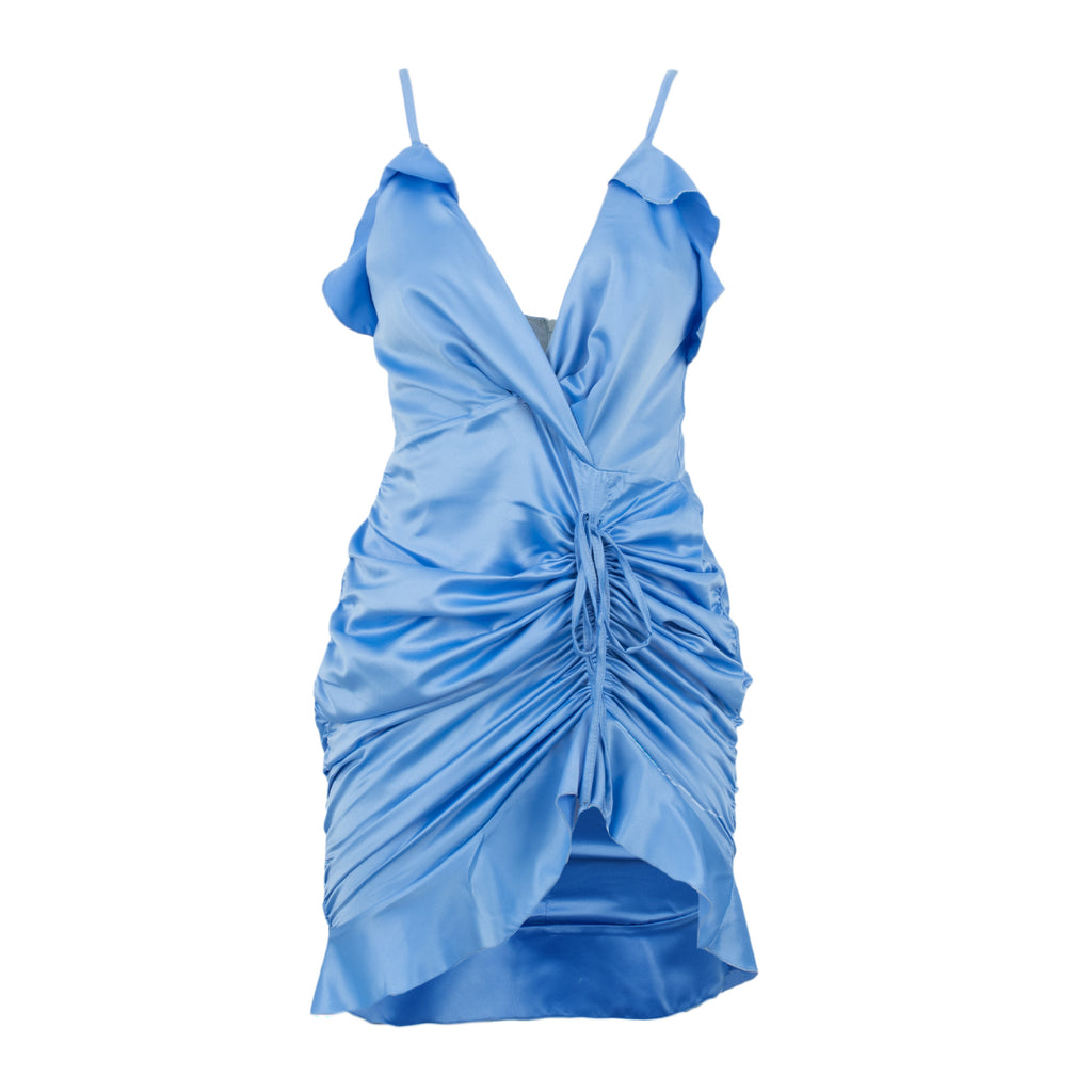 Jenna Mini Blue Satin Dress