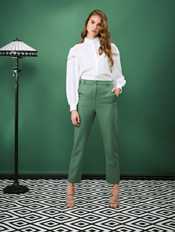 Ladies Tapered Leg Smart Trousers High Waist Pleated Office Work Casual  Pants | eBay